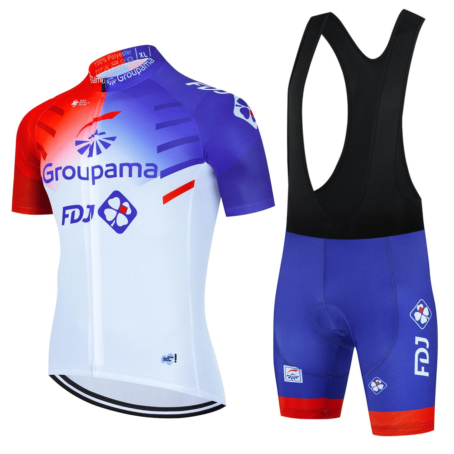 

2025 Groupama Cycling Jersey Sets Paris Short Sleeve Quick Dry Maillot Ciclismo Racing Bicycle Clothing 3XL
