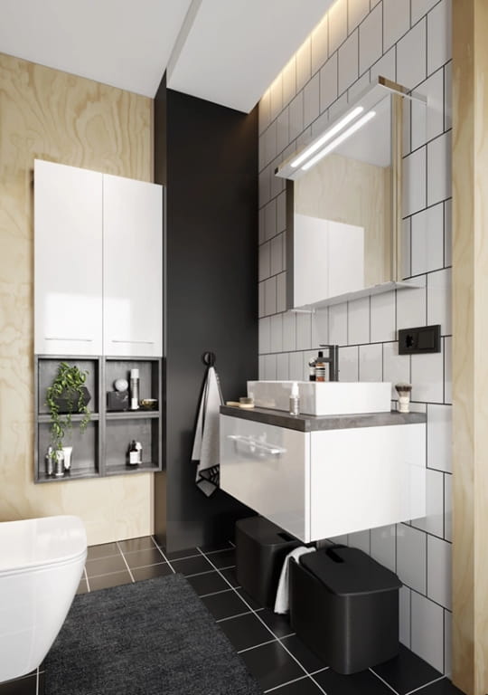 Universal bathroom countertop 60x46cm Black concrete laminated furniture board