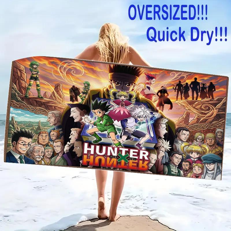 Anime HUNTER×HUNTER Print Beach Towel, Large Soft Quick Dry Towel for Beach Camping Swimming