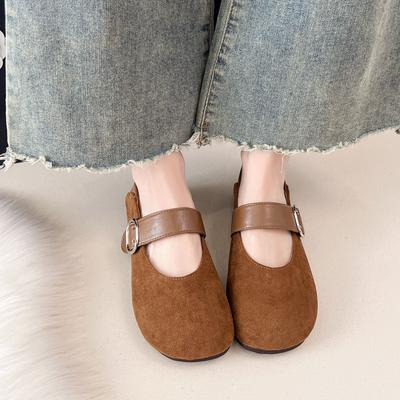 Korean Version of Round Head Suede with Single Shoes Women's 2025 New Autumn Retro Leopard Print Fashionable Mary Jane Small Leather Shoes