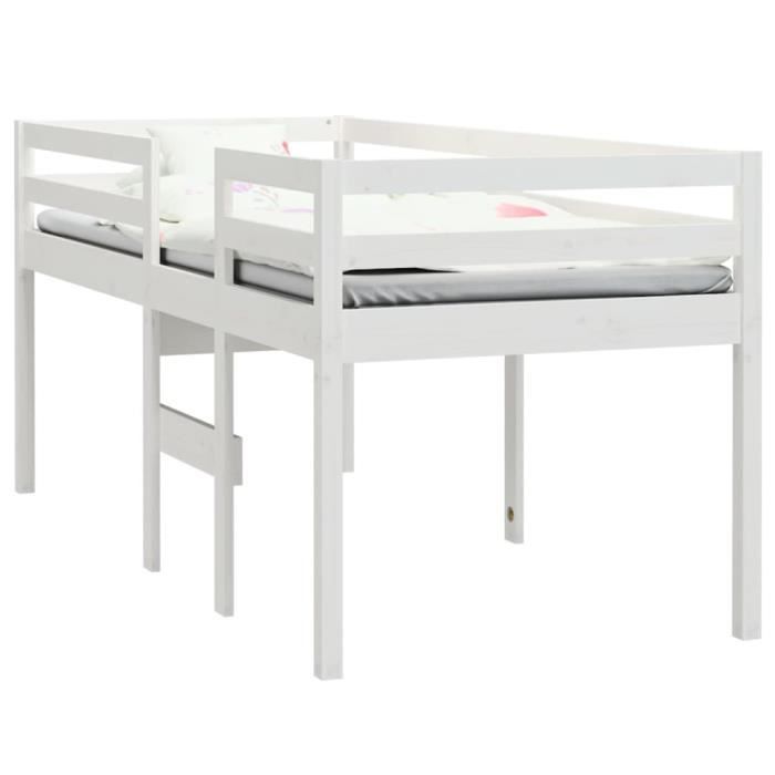 VidaXL High Bed White 90x200 Cm Solid Pine Wood 821605
