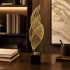 Geometric Leaf Sculpture with Square Base Sturdy for Shelf Display, Office