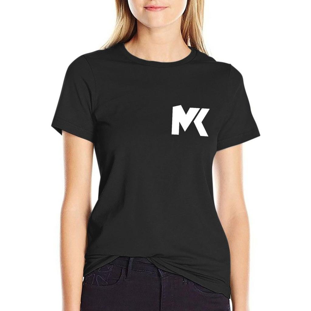 White Mk Logo T-Shirt Female Clothing Tees Plus Size Tops Workout Shirts For Women