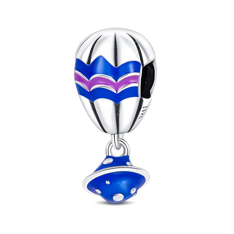 Original SS925 Sterling Silver Blue Travel Earth Camera Charm Fit  Bracelet DIY Pendant Woman Jewelry Hot Sale New In