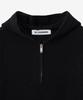 BLOND9 Oversized Rib Knit Hoodie Half Zip_Black