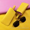 COGURE Eyeglass Open Type with Genuine Shrink Calf Slim and Gift Box Yellow Vivid Pink Case/Sunglasses Case, Belt, Leather, Lightweight, Unisex,