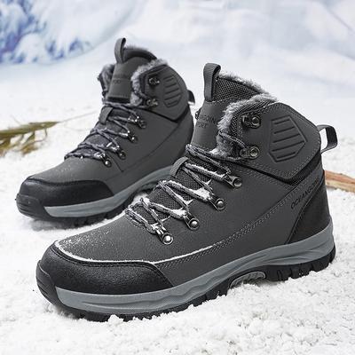 Snow Boots Winter Sports Boots Black Warm Plush Platform Thick Soled Ankle Boots All-match Men Fashion Casual Male Mountain Boot