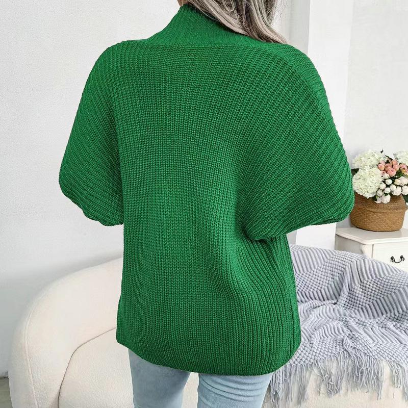European & American Casual Bat Sleeve Knitted Cardigan for Women - Autumn/Winter Collection