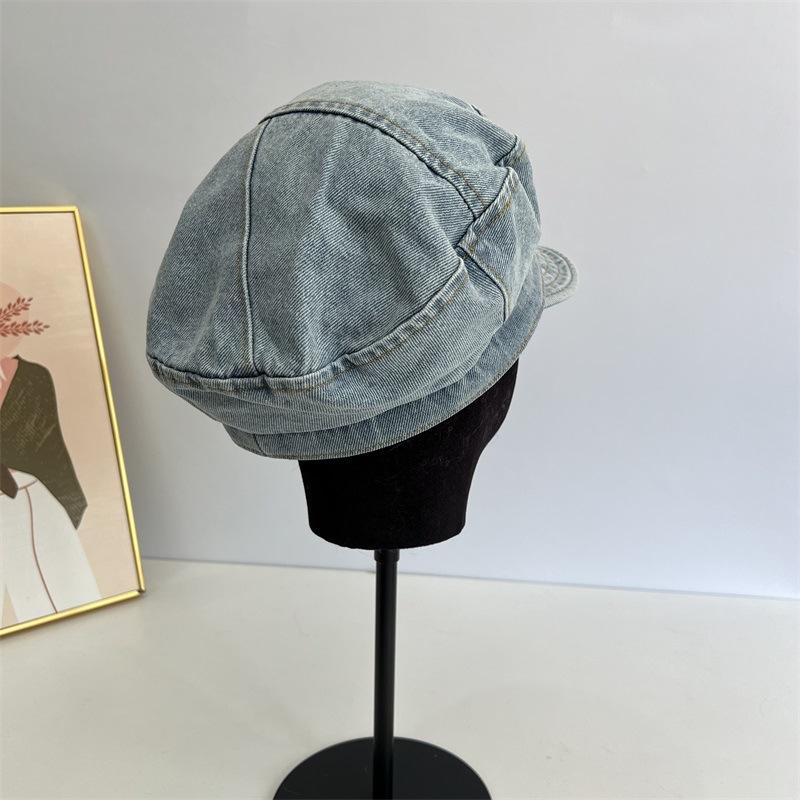 

Cowboy Vintage Newsboy Hat Women s British Octagonal Hat Versatile Cap Bere M（56-58cm） темно-синього кольору