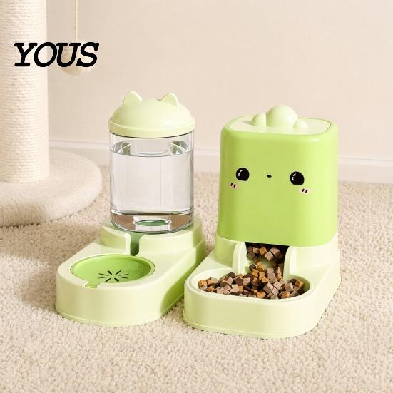 Continuous Water Supply Pet Feeder 2Pcs/Set Automatic Feeders, Cat Food And Labor-saving Dispenser, Large Capacity Dispenser for Indoor Cats Top