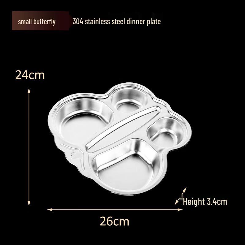 304 Stainless Steel Kids Divided Lunch Plate (10-Pack)
