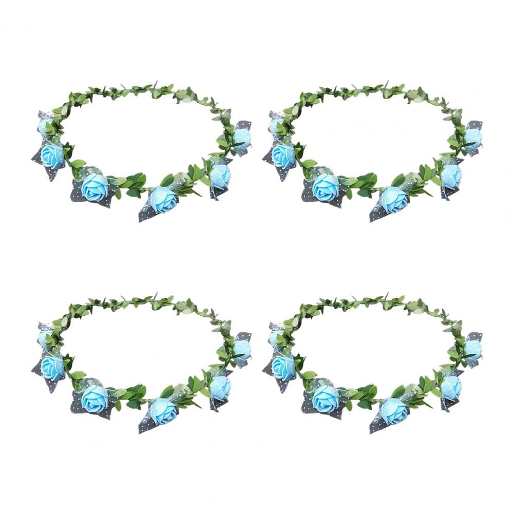 4Pcs Rose Flower Crown Bride Floral Hair Wreath Headband Garland Women Girls Hair Accessories Wedding Party Headwear