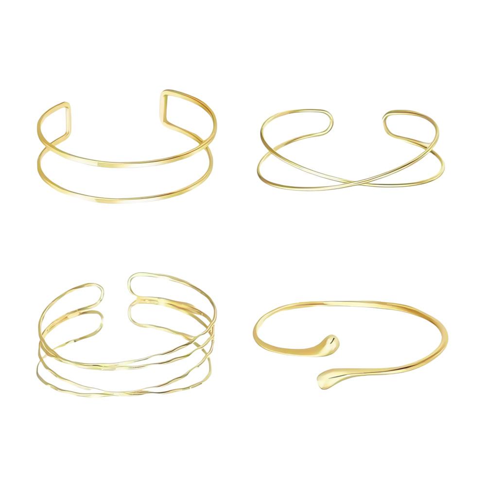 Minimalist Gold Open Cuff Bangle, Adjustable Teardrop Bracelet for Women