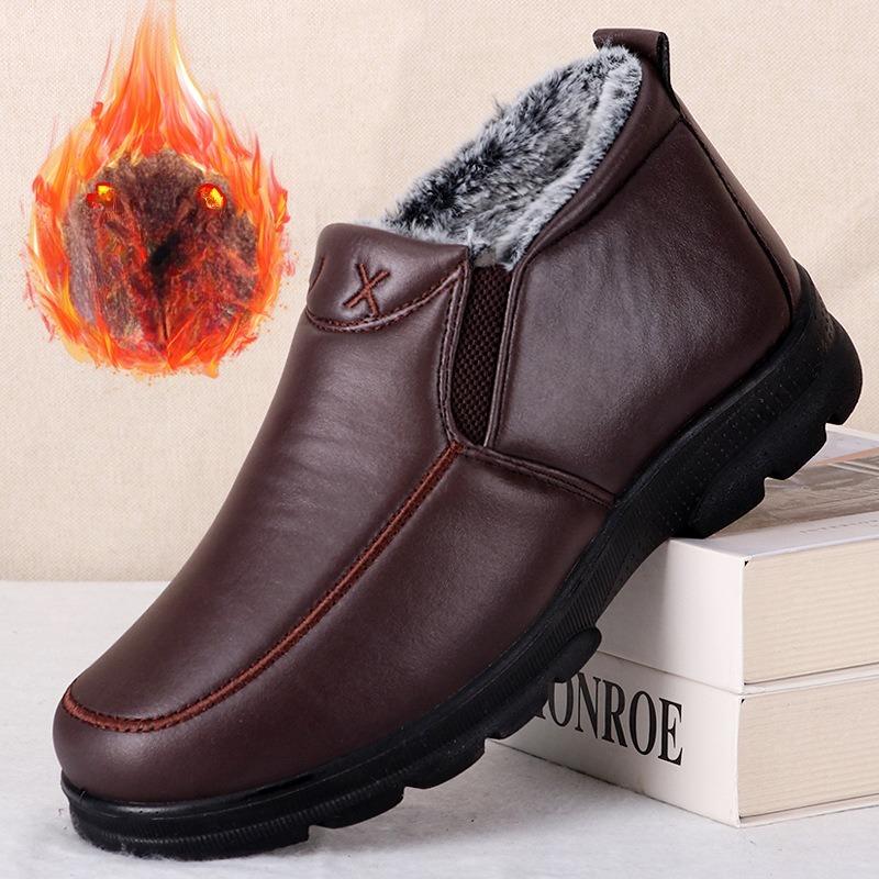 Winter Men's Ankle Boots Plush Warm Anti Slip Waterproof Cotton Shoes Comfortable Lightweight Outdoor Men Shoes