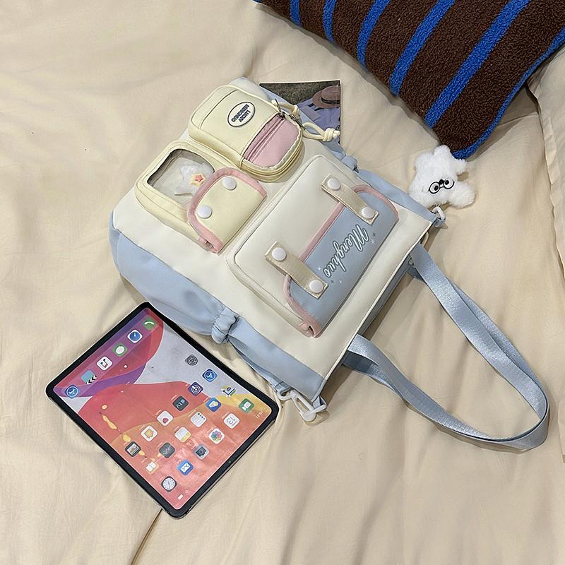 Colorblock Umhängetasche Damen College-Stil Schultertasche Junior High School Schülerinnen Große Kapazität Tragetasche