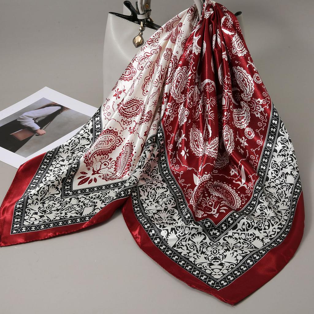 90 Square Scarves, Silk Scarves, Women's New Spring and Summer High-end Sense Versatile, Thin Scarves, Shawls Outside