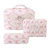 Hand-held makeup bag large capacity small floral storage bag portable quilted cotton fabric cute flowers travel bag
