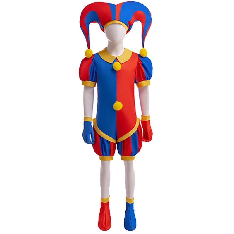 Anime The Amazing Digital Circus Pomni Cosplay Costume Uniform Jumpsuit Hat Bodysuit Human for Adult Kids Costume Cartoon Dress