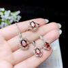 Imitation Natural Garnet Women's Jewelry Set: Ring, Pendant, Earrings