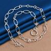 925 Sterling Silver Oval Simple Round Link Necklace Women Fashion Party Favor Wedding Jewelry Accessories