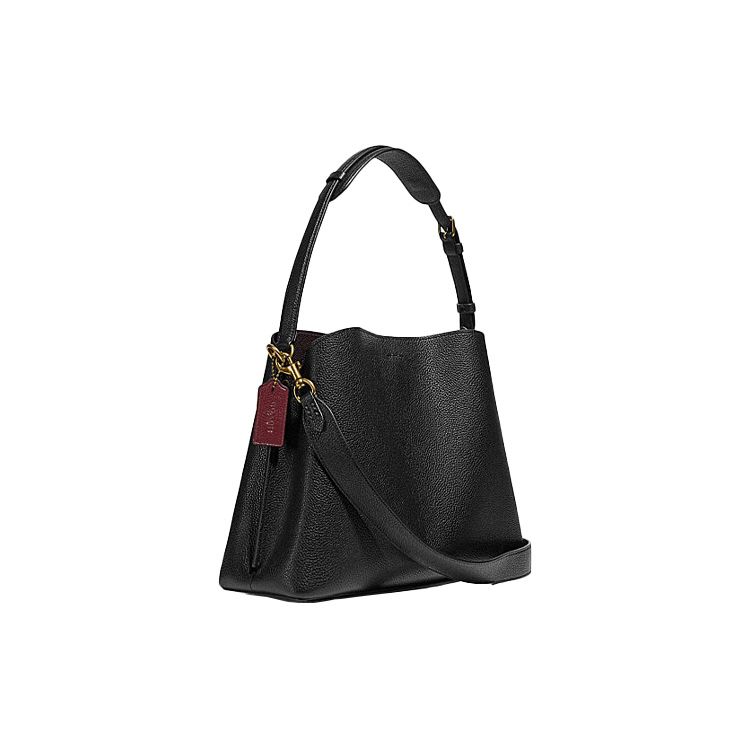 Coach Weide 32 Schlossverschluss Unifarben Abnehmbarer Schultergurt Leder Handtasche Damen Handtaschen Schwarz C2621-B4BK
