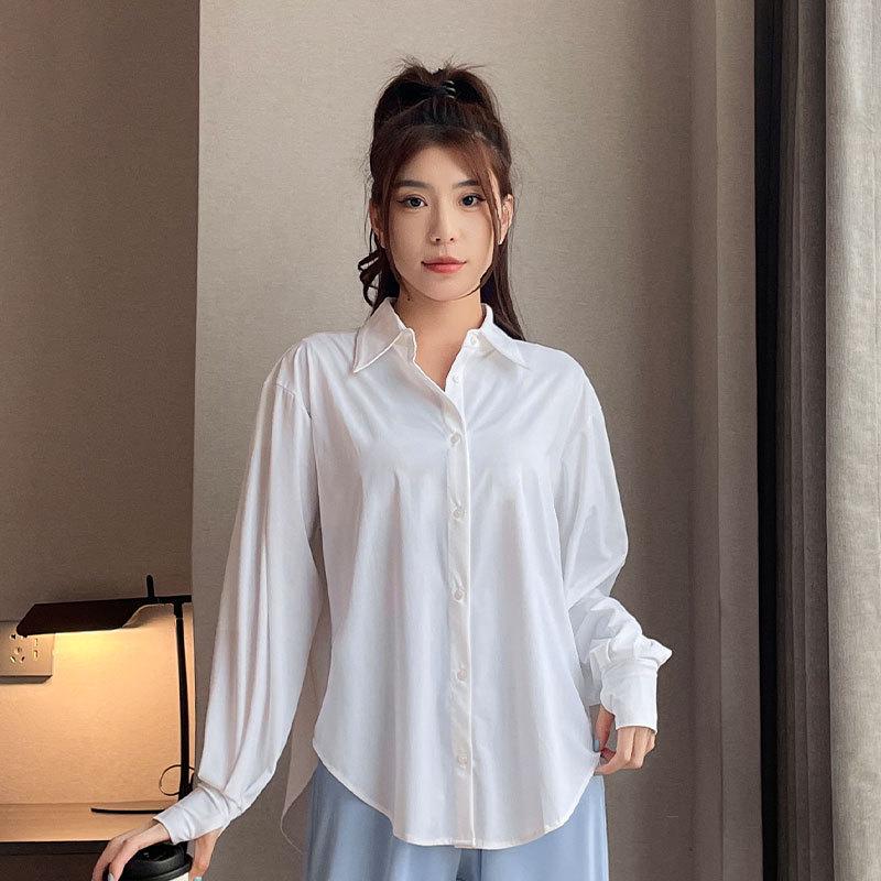 Women's Summer 2024 Ice Silk Sun Protection Set: Loose Shirt & Quick-Dry Pants.