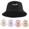 Unisex Fishbone Embroidery Bucket Hat Wide Brim Sun Streetwear Outdoor Casual Wear