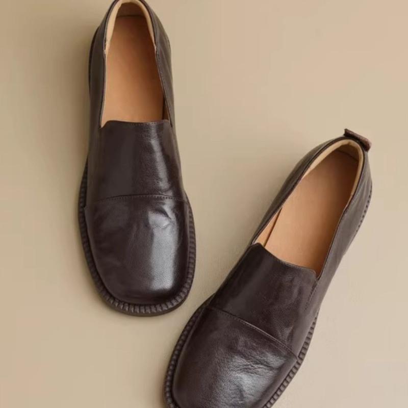 Soft sheepskin black versatile soft-soled single shoes women's spring and autumn new small leather shoes one pedal