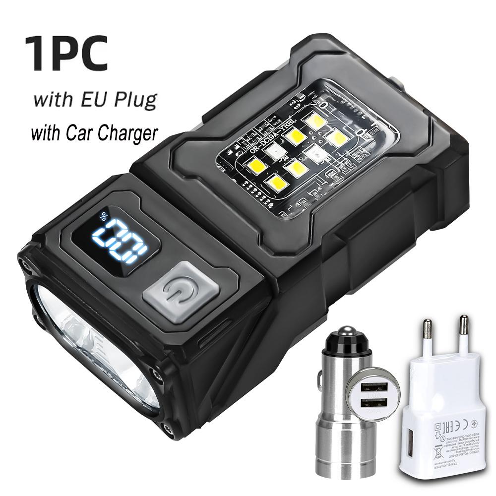 EDC Mini LED Flashlights  Rechargeable Magnetic Torch Clip-On EDC Handheld Work Light for Hiking Camping Dog Walking Emergencies