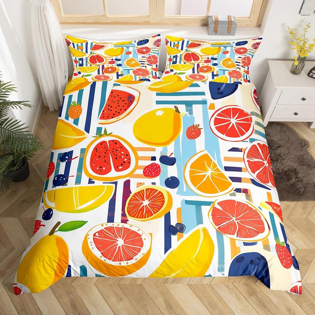 Tropical Fruit Orange Duvet Cover For Kids Teens Lightweight Quilt Covers Bedroom Decor Summer Themed Bedspread Covers No Quilt