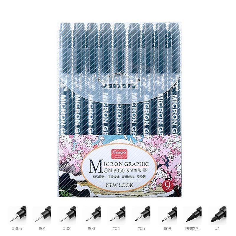 Pigment Liner Micron Pen Kit Manga Markers Needle Pen Art Brush Hand-painted Hook Line Pens Sketch Fineliner Drawing Stationery