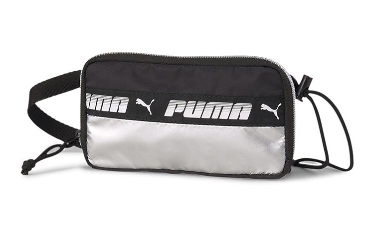 PUMA Mile Rider Polyester Shoulder Bag, Crossbody Bag Regular Women s Black/Silver 077413-01