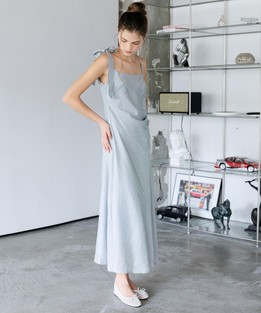 HYFVE Summer Shoulder Ribbon Sleeveless Long Dress
