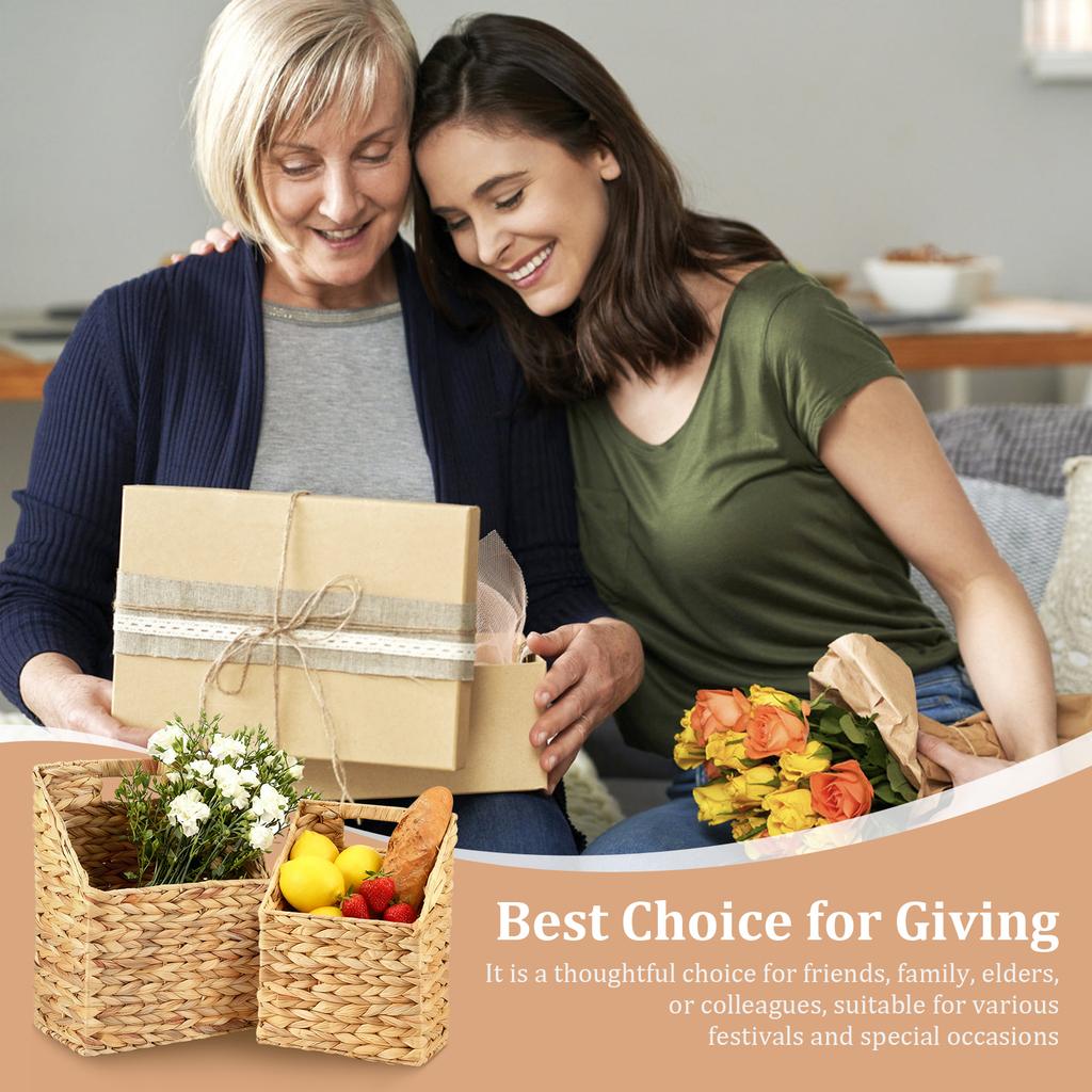 2 Stück Hängender gewebter Aufbewahrungskorb Handgewebter hängender Imitat-Rattan-gewebter Aufbewahrungsorganizer mit Griff für Badezimmer Küche