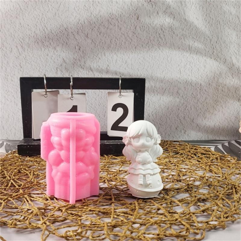 J0MC Little Girl Statue Silicone Molds for Epoxy Resin Princess Figurine Gypsum Silicone Mold Soap Making Molds