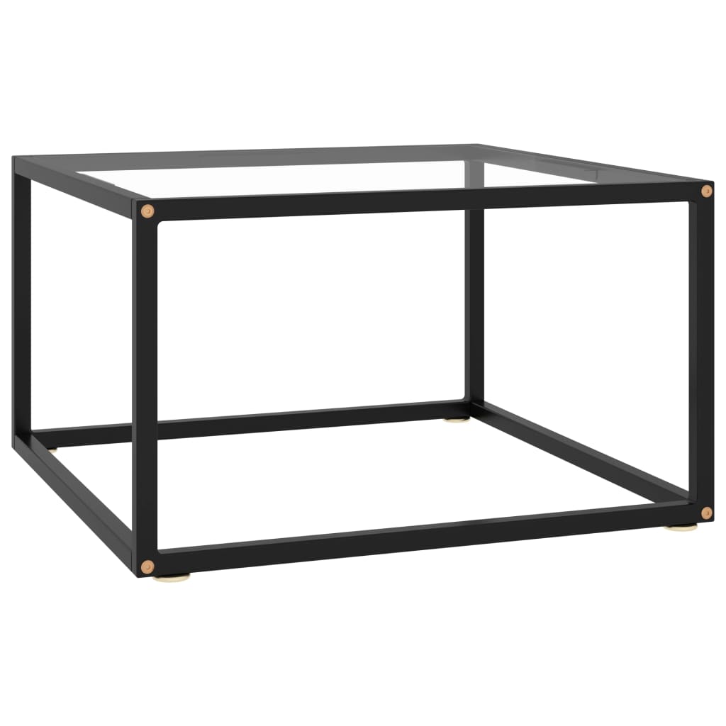 Black Coffee Table with Tempered Glass 60 X 60 X 35 Cm