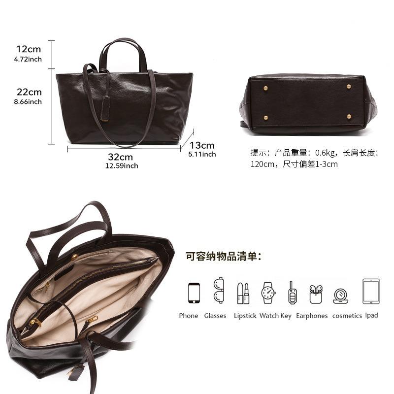 Leather large-capacity commuter women's bag, high-end handbag, autumn and winter new temperament luxury women's tote bag