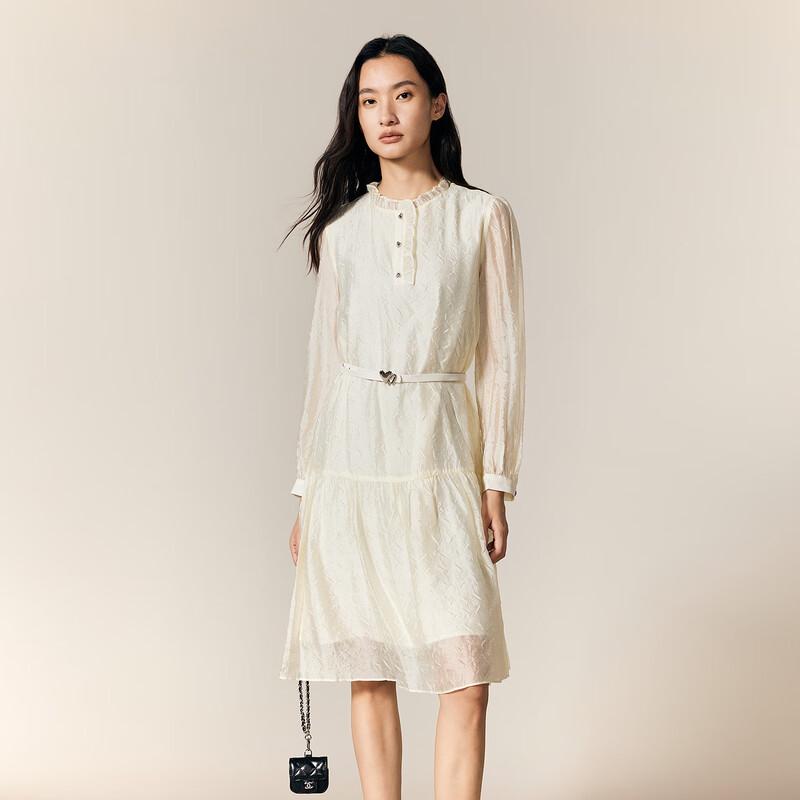 

Gejin Autumn Women s Long-Sleeve Waist-Cinching A-Line Dress 2XL