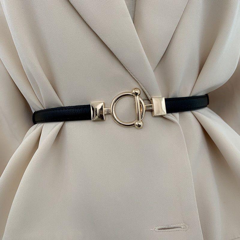 Elegant Womens Versatile Pu Belt Featuring Smooth Buckle Design For Chic Dress Pairings