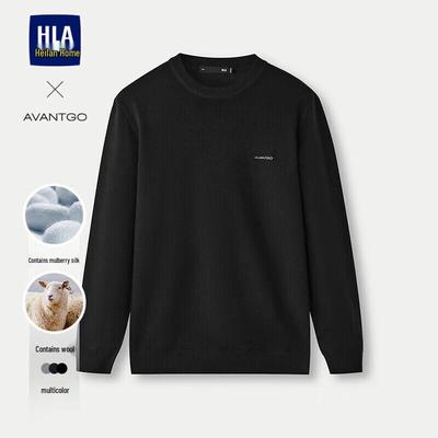 HLA Men's Light Business Classic Round Neck Sweater