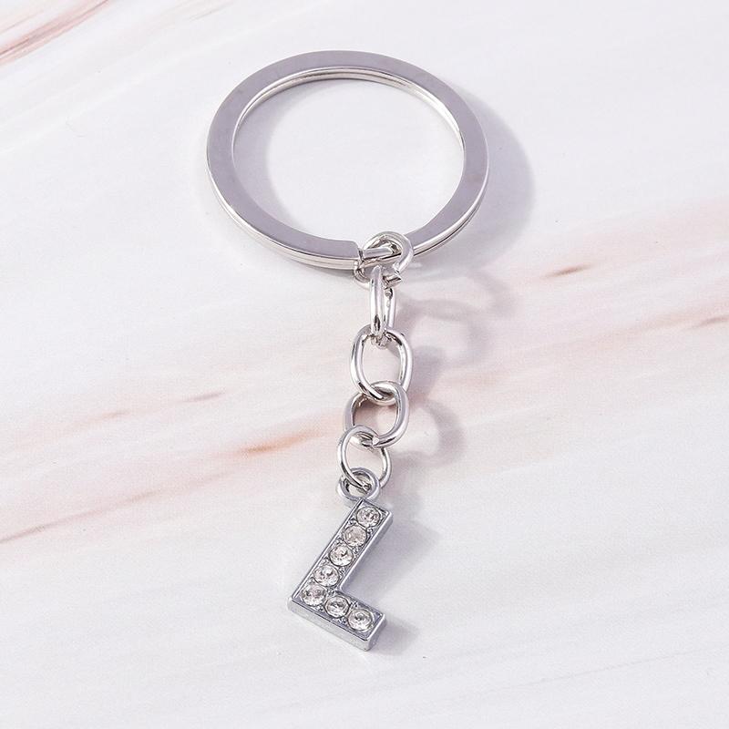 Fashion Initial 26 Letters A-Z Alphabet Keychain Rhinestone Key Ring Pendants for Car Key Bag Decor Charms DIY Accessories