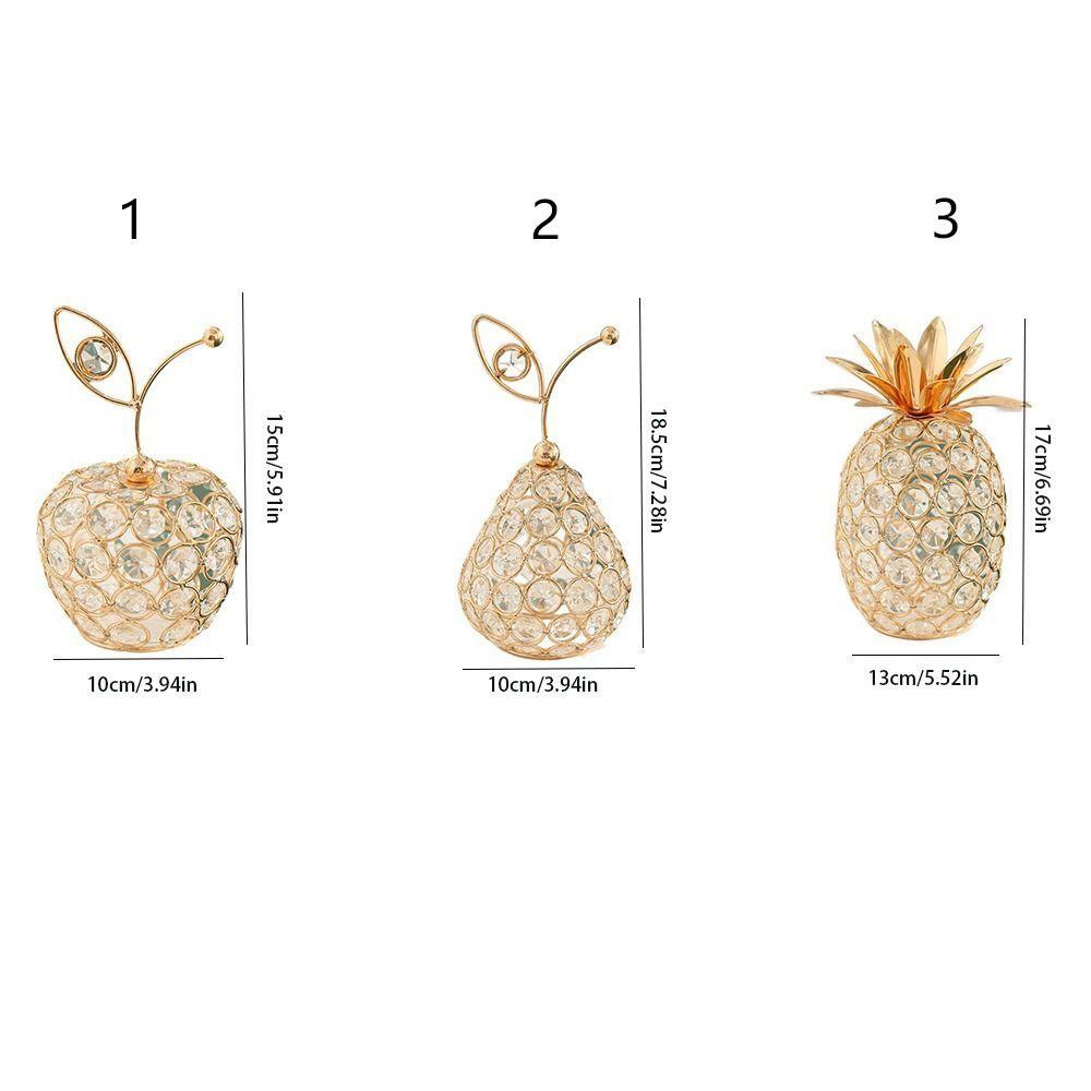 Metal Fruit Figurine Artificial Crystal Pear Ornament Gold Crystal Pear Ornament  Living Room