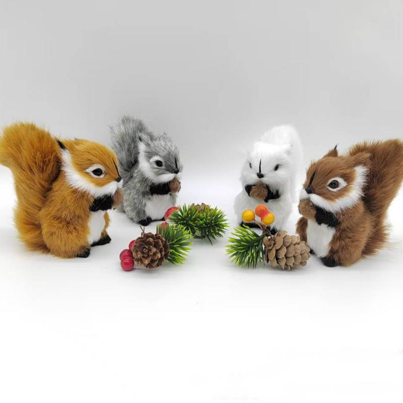 New 1Pcs Fake Christmas Table Decoration Mini Artificial Squirrel Figurines Miniatures Plush Simulation Squirrel Ornaments