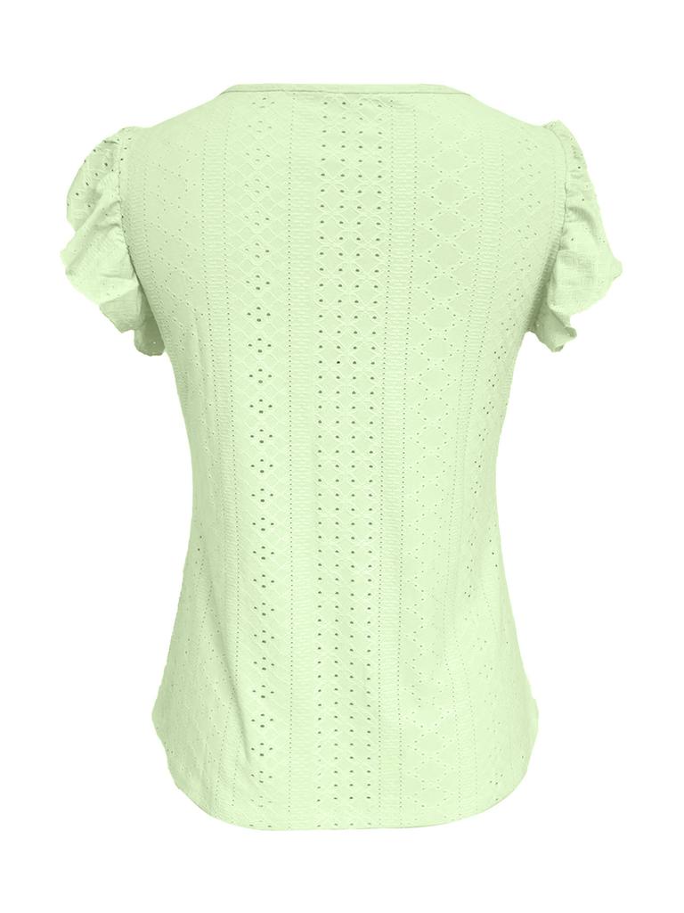 Spring New Women's Fashion Casual Solid Color Ruffles Sleeve V-Neck T-Shirt