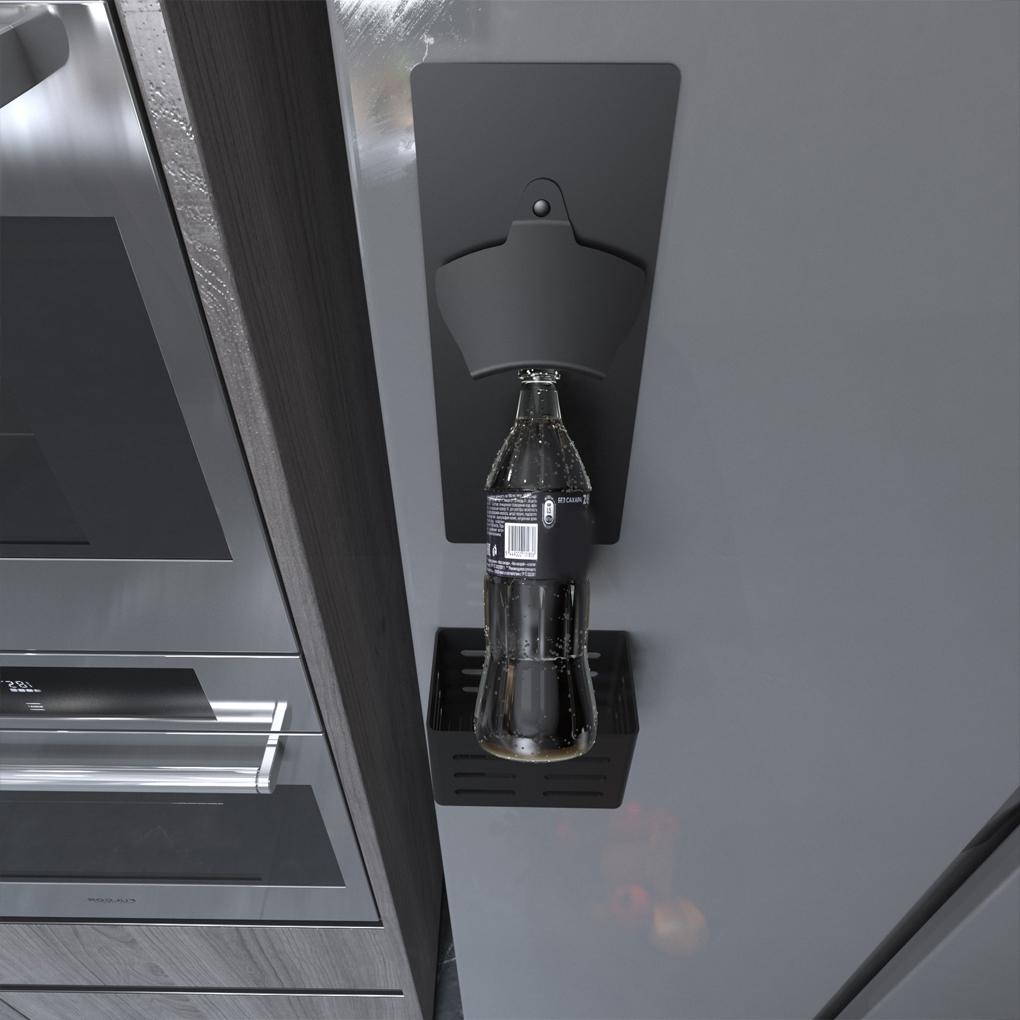 Stainless Steel Wall-Mounted Wine Bottle Opener Counter Beverage Cap Remover with Basket Night Clubs Supplies Decoration