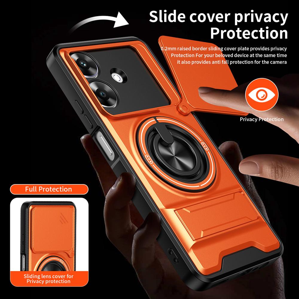 KEYSION Magnetic Phone Case for Realme Note 60 60X Slide Camera Protection Upright Kickstand 360° Ring Shockproof Back Cover