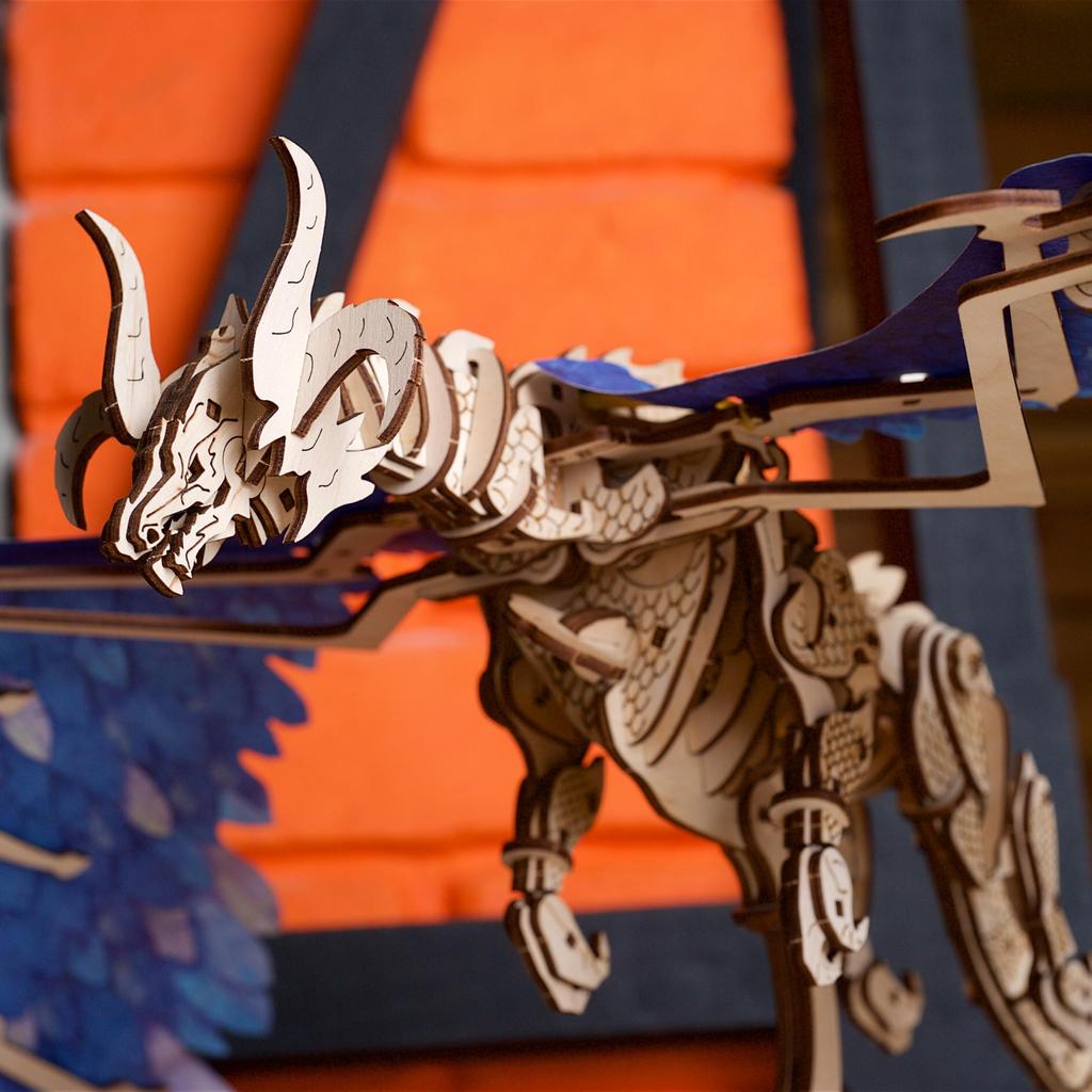 Ugears Windstorm Dragon Wooden Puzzle, No Glue or Tools Required, 3D Puzzle with Assembly Instructions