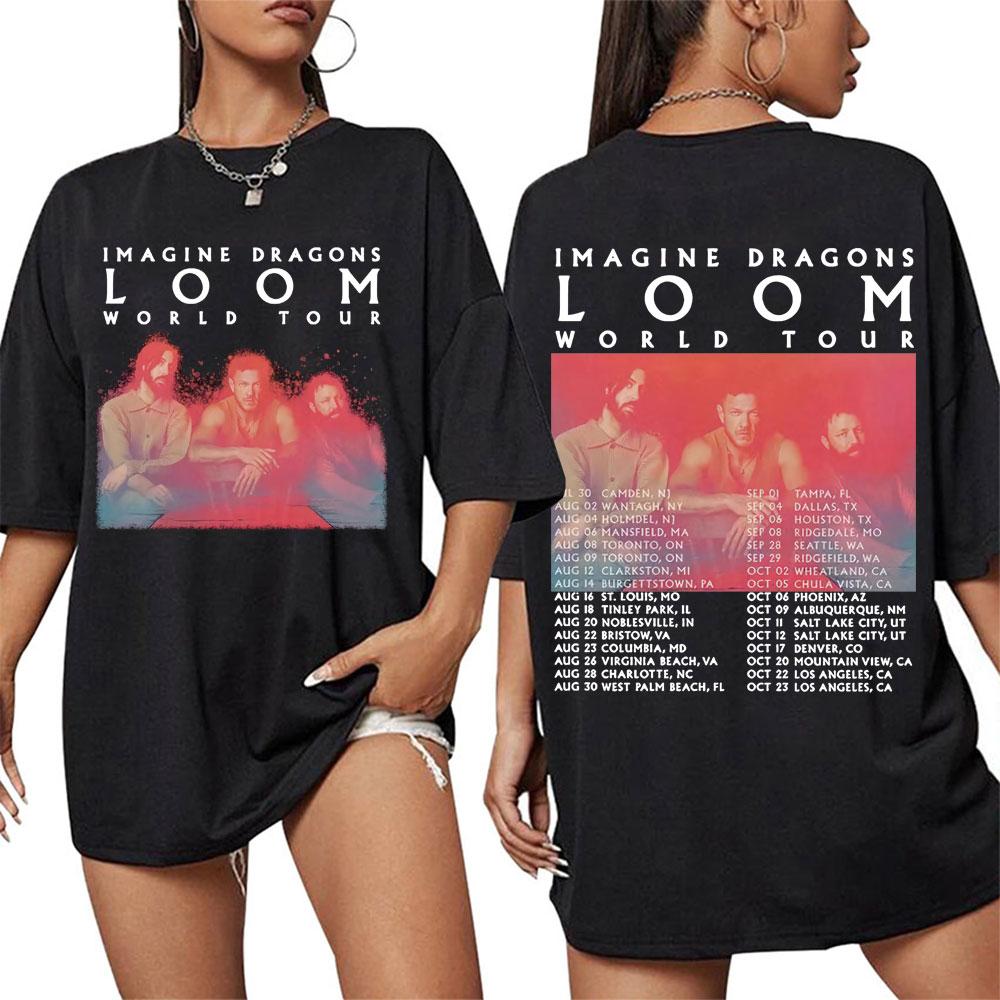 202526 Hot Sale Imagine Dragons Loom World Tour Cover TShirt Mens Womens Leisure Hip Hop Pop Street Cotton TShirt Top