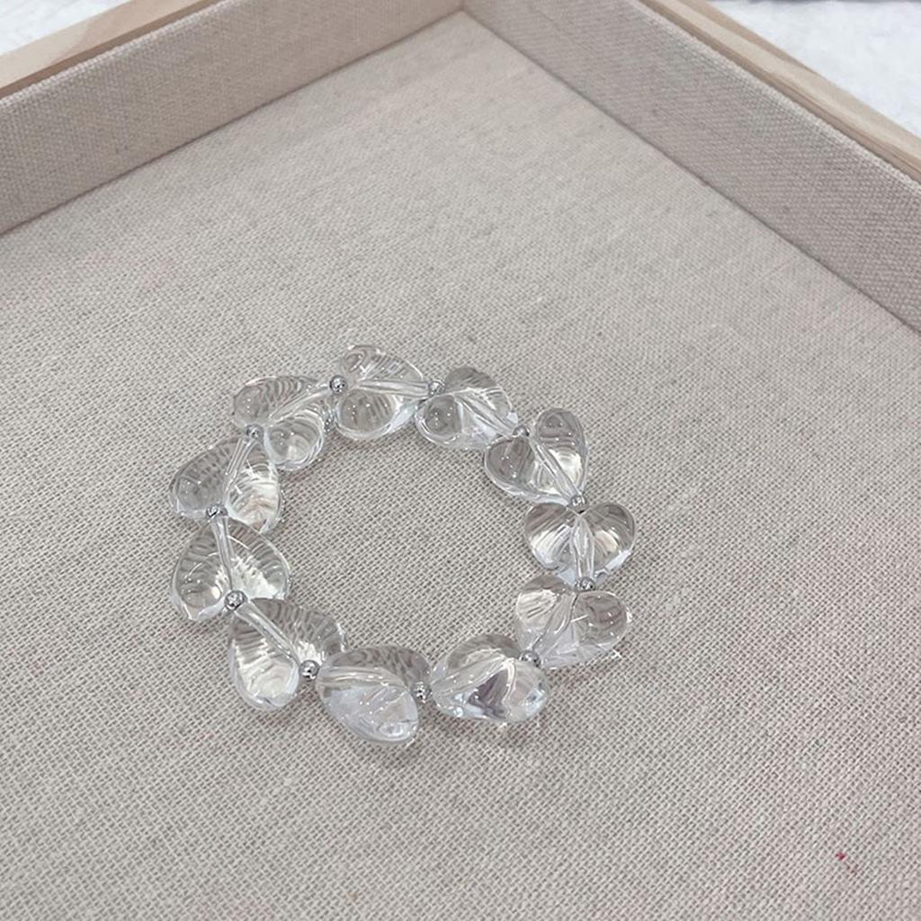 Minimalist Black/Clear Acrylic Heart Pendant Necklace/Bracelet Fashionable Neckchain/Bangle Jewelry for Women Girls