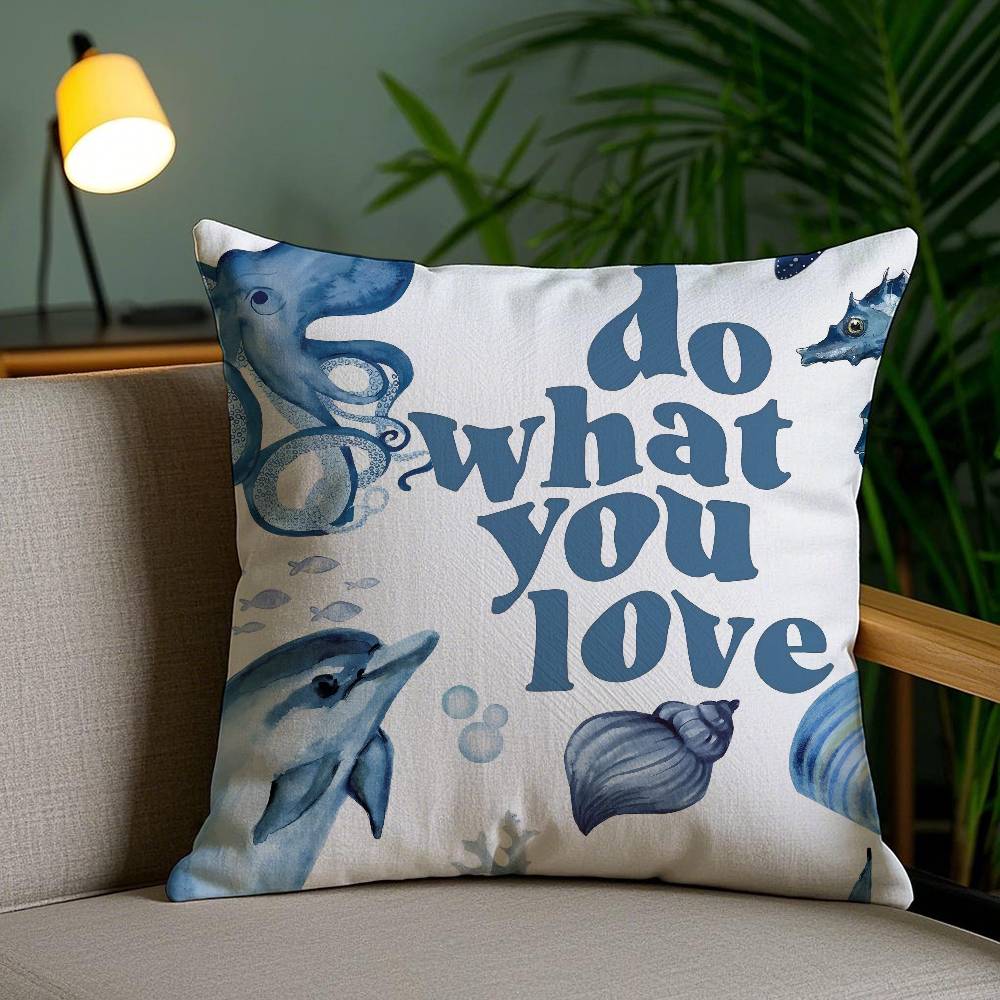 Pillow Case Oean Animals Sofa Short Plush Double-sided HD Printing Room Home Office Gift Cushion Cover